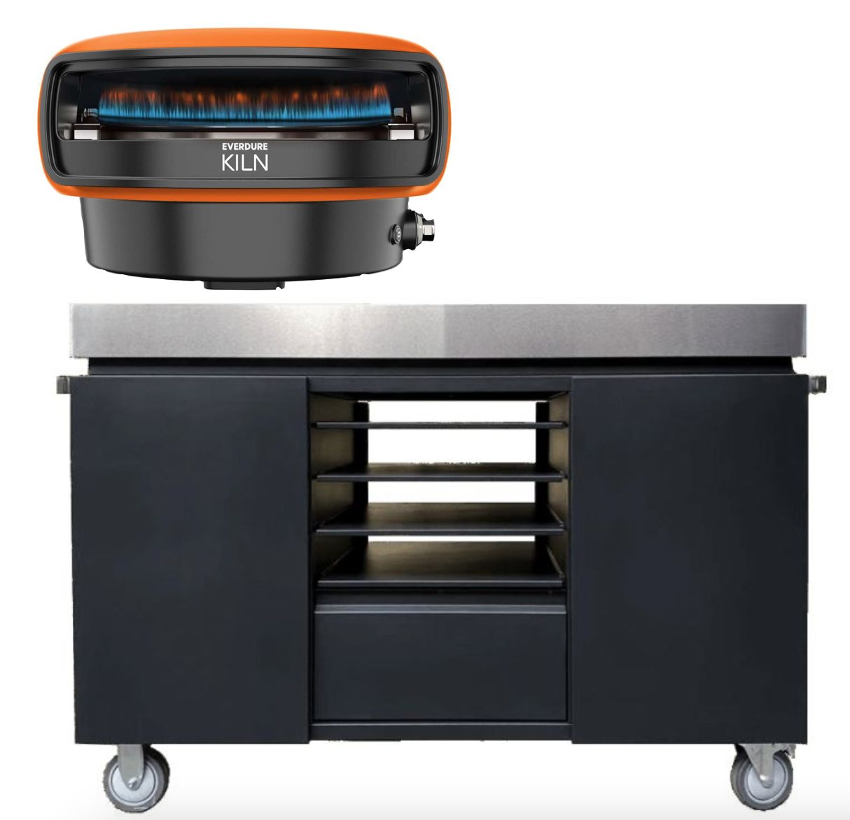 Everdure KILN Pizzaofen 2 Brenner rotierend terracotta mit Pizza Station schwarz Everdure KILN Pizzaofen 2 Brenner rotierend terracotta mit Pizza Station schwarz