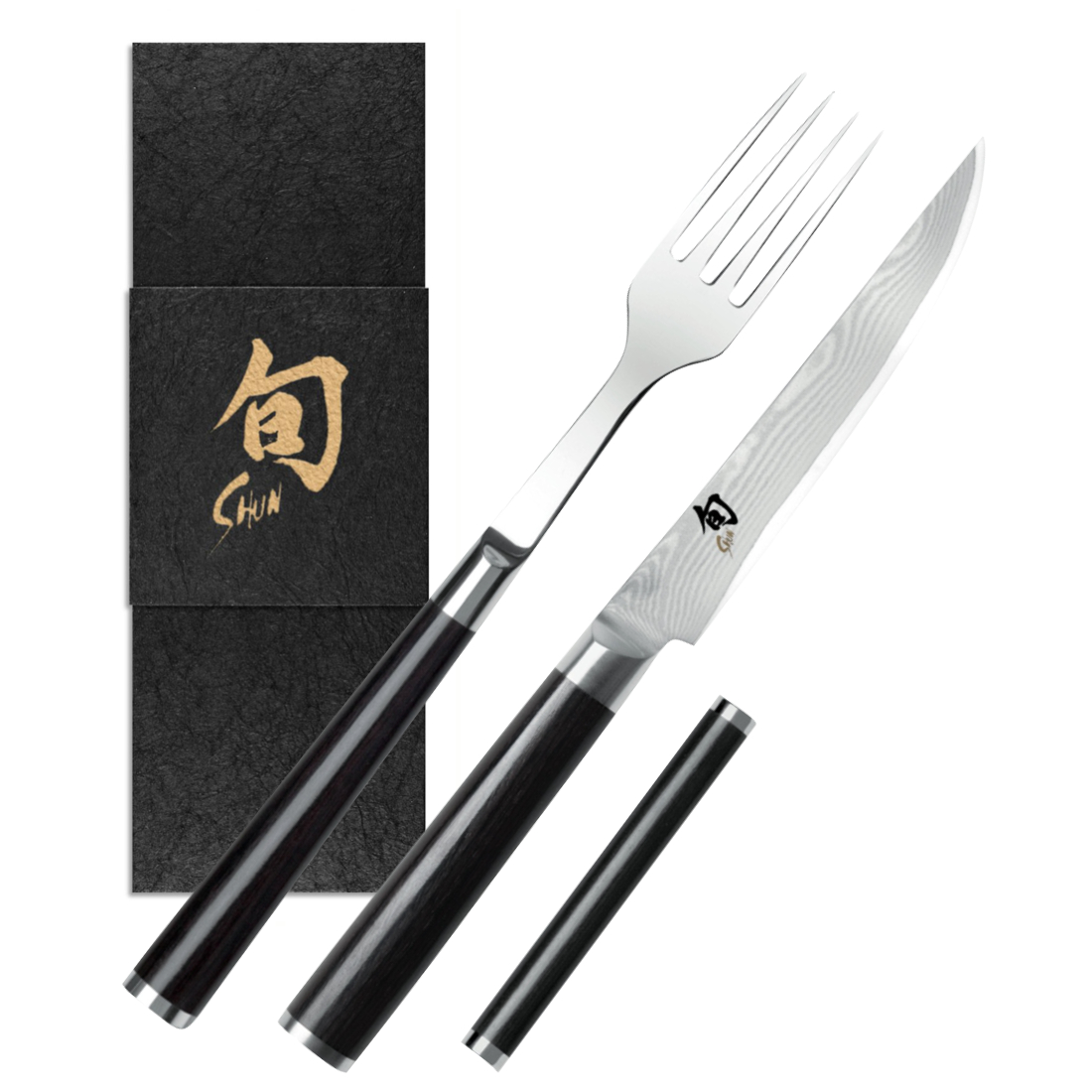 KAI Shun Classic Besteck Set Gabel + Steakmesser + Besteckbänkchen