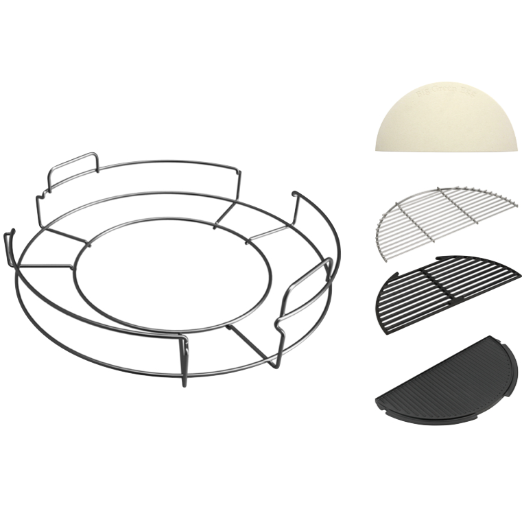 Matrixprodukt Big Green Egg ConvEGGtor Korb SET - inkl. halber Edelstahlrost + halber ConvEGGtor + halbe Gussplatte + halber Gussrost