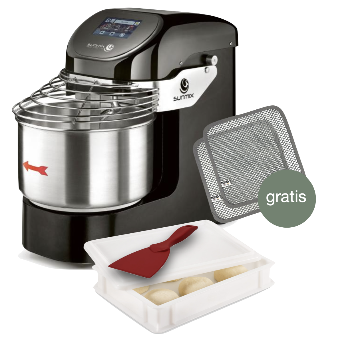 Sunmix EVO Line 6 Spiralkneter Schwarz - Pizza Set
