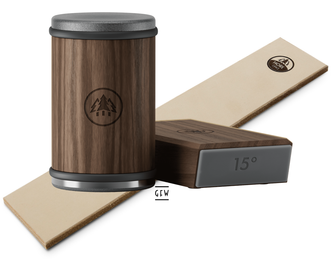 HORL 3 Rollschleifer Nussbaum Abziehleder Set HORL 3 Rollschleifer Nussbaum Abziehleder Set