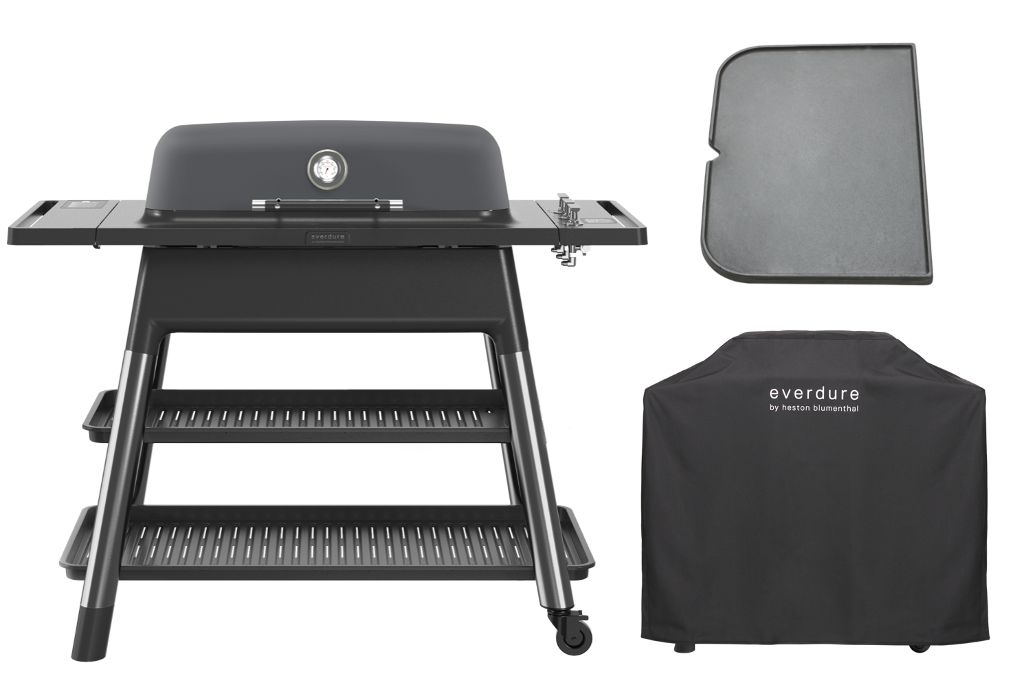 Everdure FURNACE Gasgrill graphite inkl. Abdeckhaube und Gußplatte