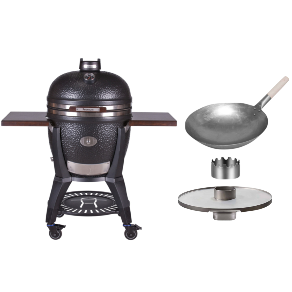 Monolith Avantgarde LeChef Kamado Grill inkl. Gestell + Seitentische - Wok Grill Set Monolith Avantgarde LeChef Kamado Grill inkl. Gestell + Seitentische - Wok Grill Set