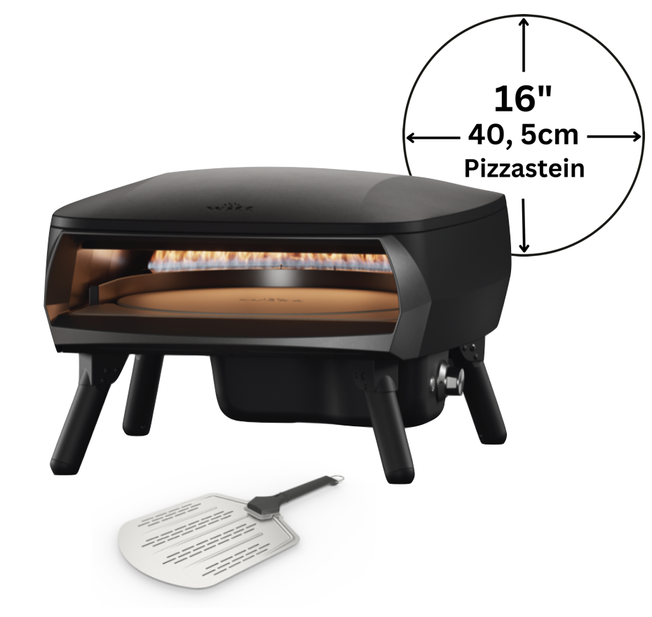 Witt Piccolo Rotante Grande 16" Pizzaofen matt schwarz inkl. Pizza Schieber
