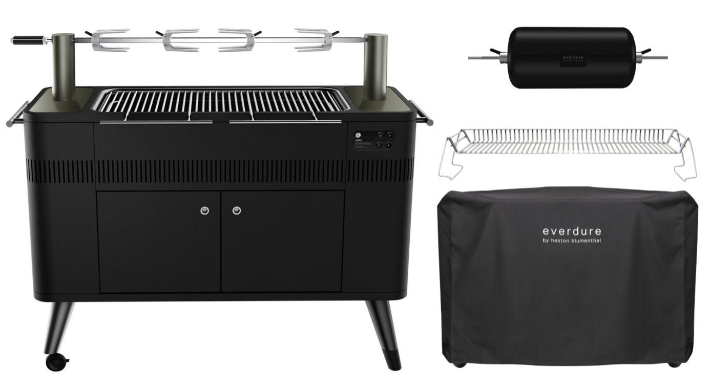 Everdure HUB II Holzkohlegrill inkl. Abdeckhaube, Warmhalterost und Trommel Everdure HUB II Holzkohlegrill inkl. Abdeckhaube, Warmhalterost und Trommel
