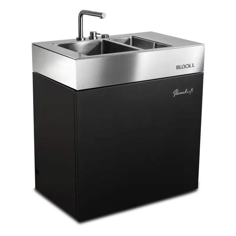 Flammkraft Block L Elfenbeinschwarz - Spülbecken Modul Flammkraft Block L Elfenbeinschwarz - Spülbecken Modul