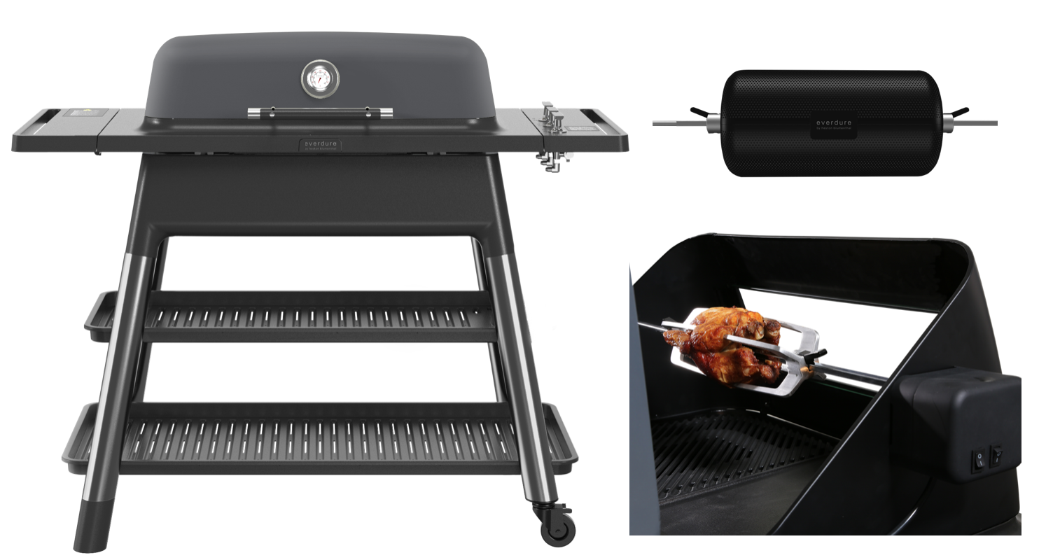 Everdure FURNACE Gasgrill graphite inkl. Drehspieß und Trommel