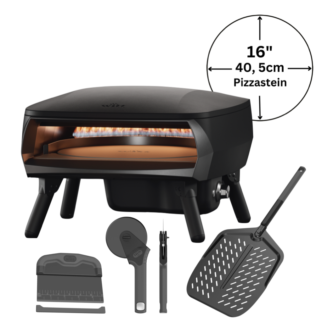 Witt Piccolo Rotante Grande 16" Pizzaofen matt schwarz - Tool Box Black Edition