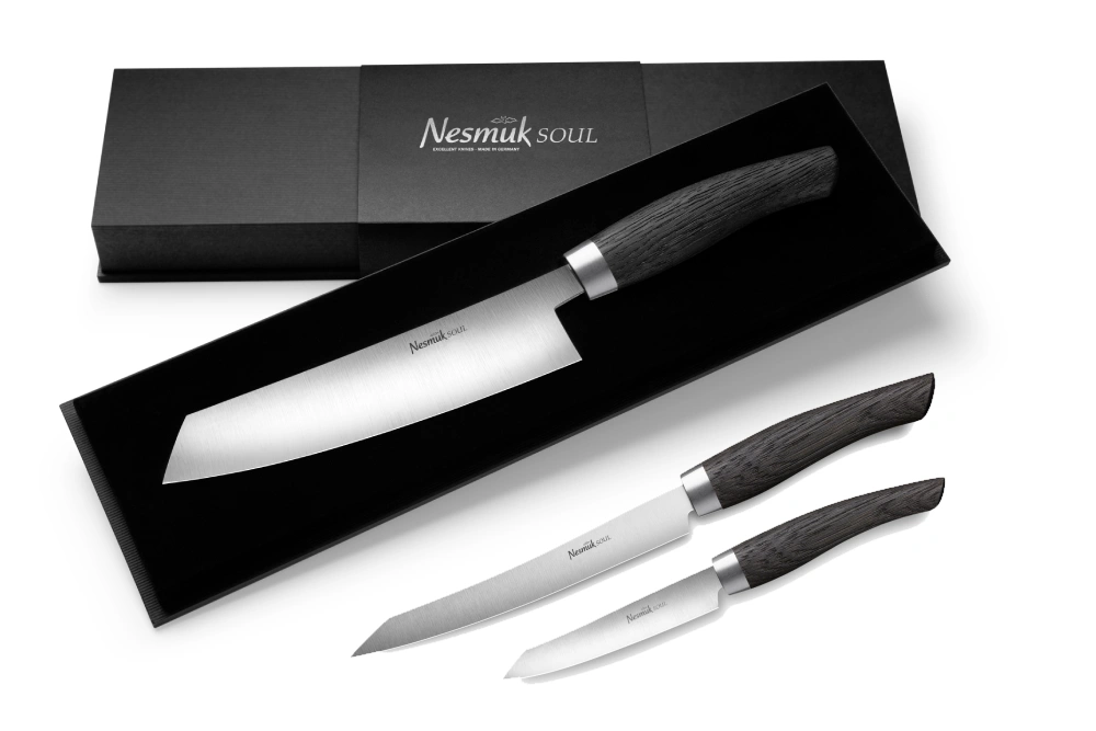 Nesmuk Soul Messerset - Kochmesser, Slicer und Office Mooreiche Nesmuk Soul Messerset - Kochmesser, Slicer und Office Mooreiche