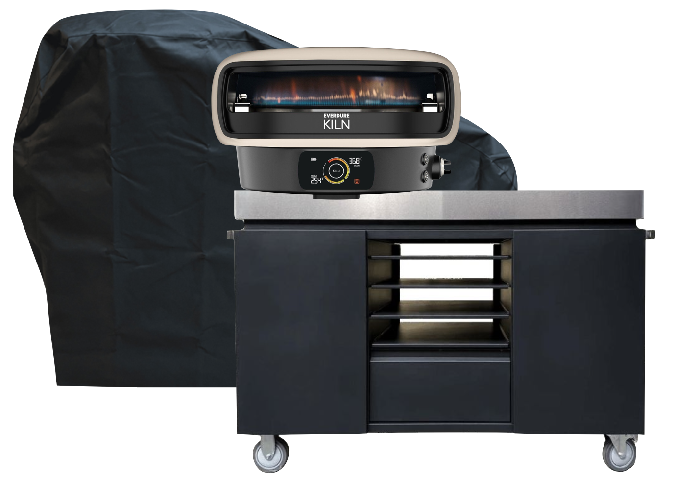Everdure KILN DR Digitaldisplay, 2-Brenner Desert Grey Komplettset schwarz