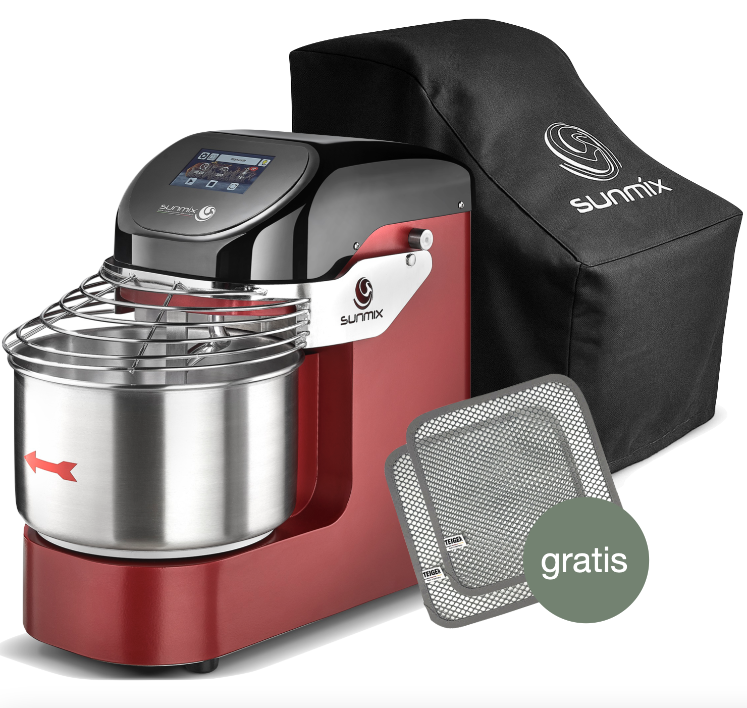 Sunmix EVO Line 6 Spiralkneter Rubinrot - Set inkl. Abdeckhaube