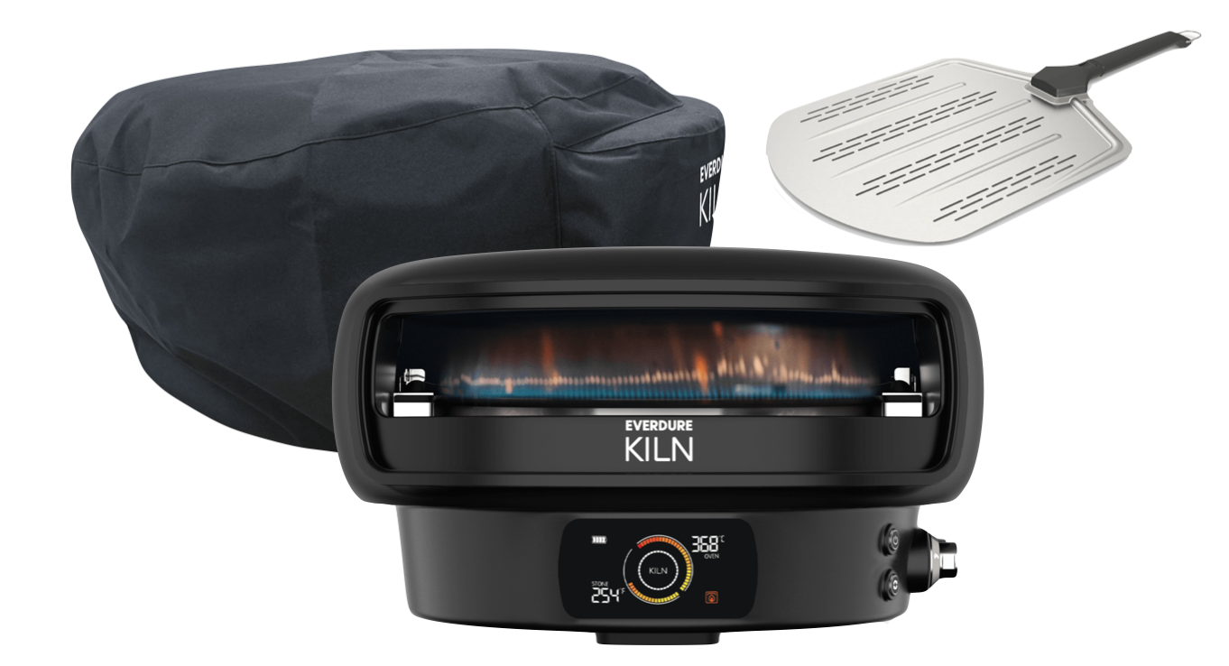 Everdure KILN DR Digitaldisplay, 2-Brenner Mat Black inkl. Abdeckhaube und Pizzaschieber 