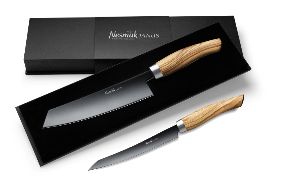Nesmuk Janus Messerset - Kochmesser und Slicer Olivenholz Nesmuk Janus Messerset - Kochmesser und Slicer Olivenholz