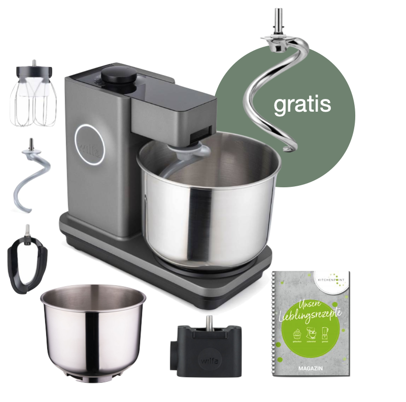 Wilfa Küchenmaschine Probaker grau - Schüssel Set inkl. Adapter