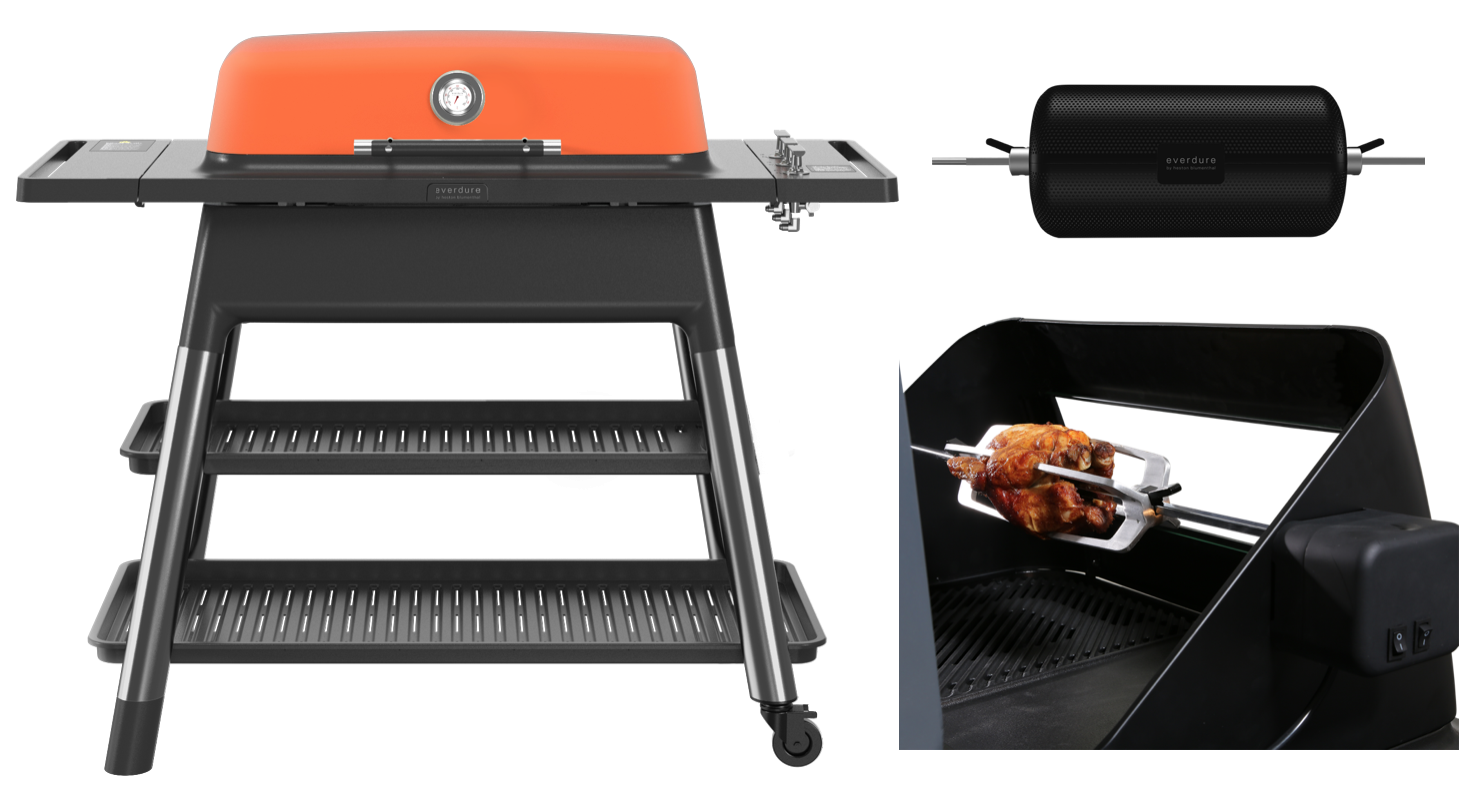 Everdure FURNACE Gasgrill orange inkl. Drehspieß und Trommel