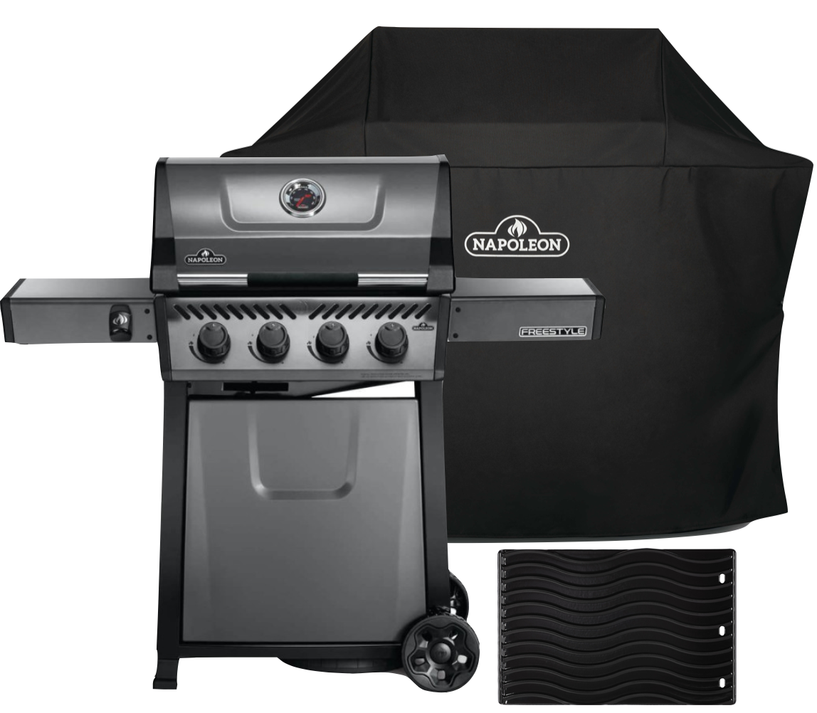 Napoleon Freestyle 425, 4 Hauptbrenner, Graphit - inkl. Abdeckhaube und Gussplatte