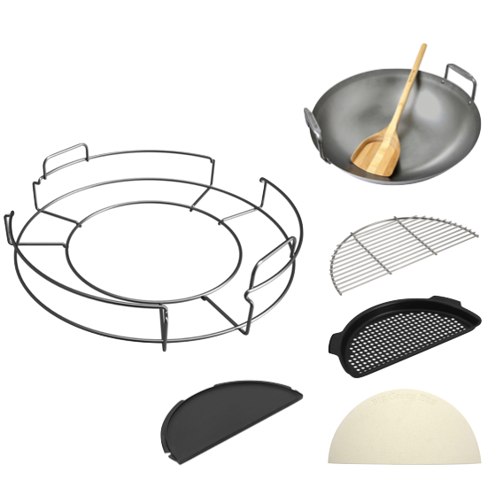 Big Green Egg ConvEGGtor Korb SET Large - inkl. Edelstahlrost, Locheinsatz, ConvEGGtor, Gussplatte und Wok