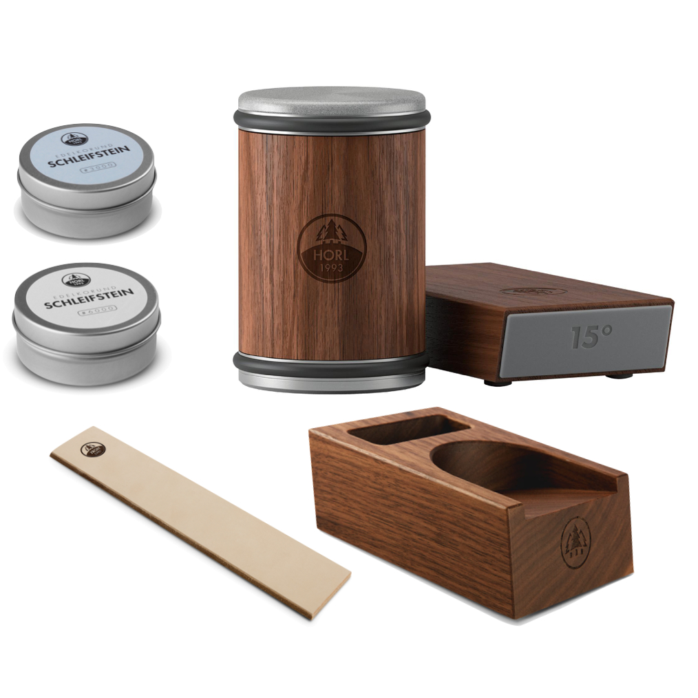 HORL 2 Rollschleifer Nussbaum Station Premium Schärfe Set