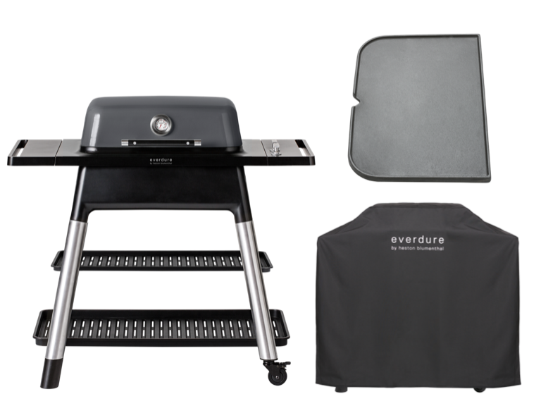 Everdure FORCE Gasgrill graphite inkl. Abdeckhaube und Gußplatte