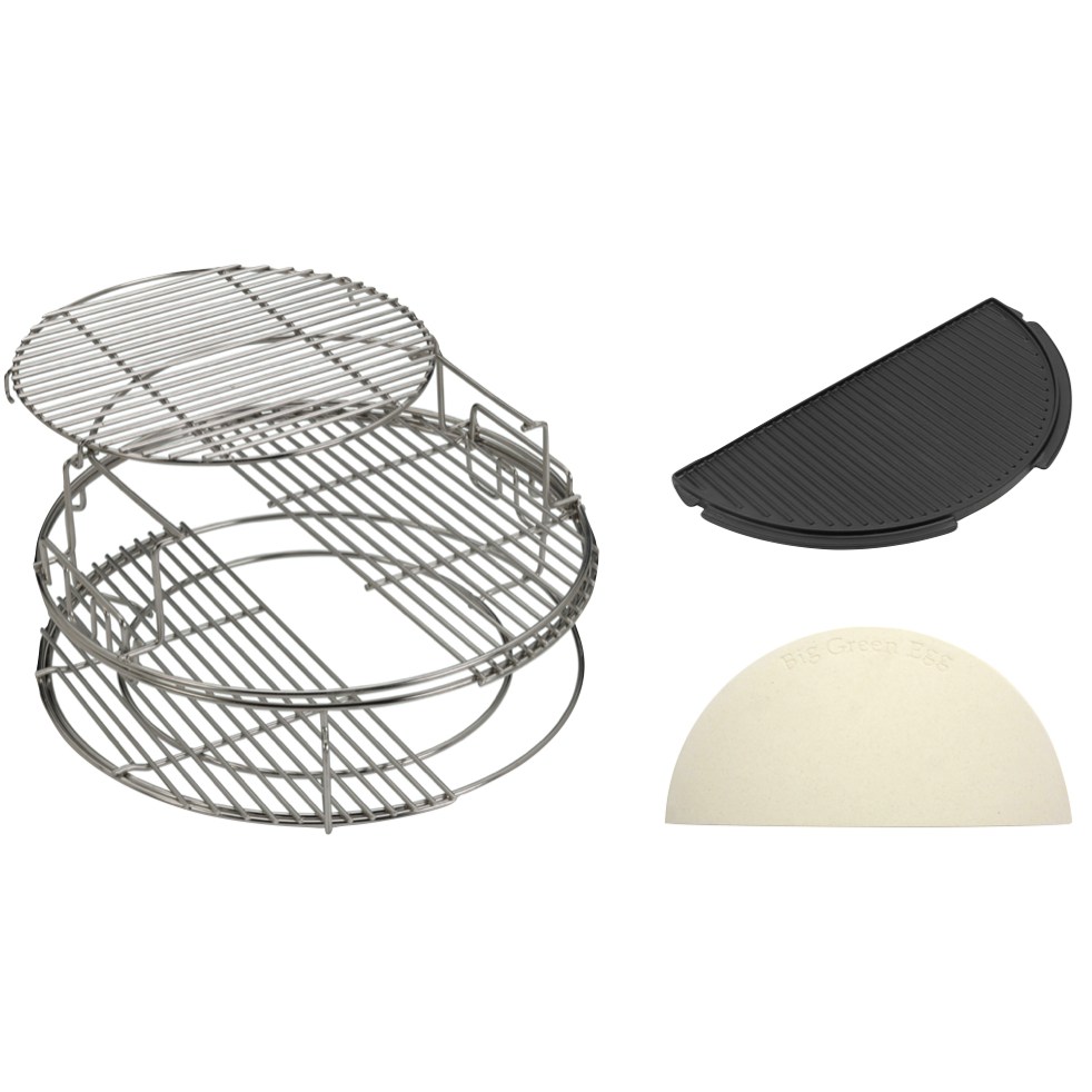 Big Green Egg EGGspander Set L - inkl. halbrunder ConvEGGtor Stone und halbrunder Gussplatte