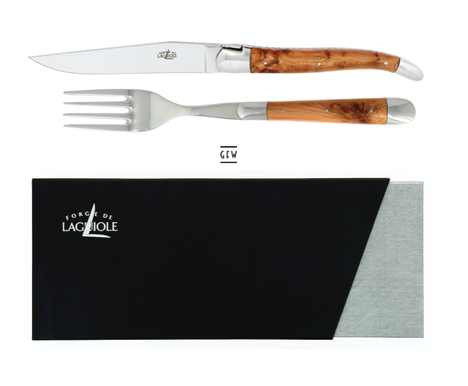 Forge de Laguiole Steakbesteck 2 teiliges Set - Wacholderholz