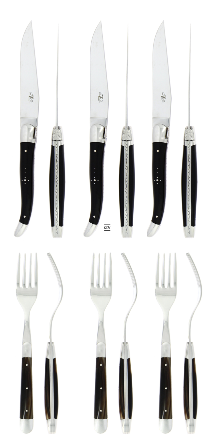 Forge de Laguiole Steakbesteck 12 teiliges Set - schwarzes Horn Forge de Laguiole Steakbesteck 12 teiliges Set - schwarzes Horn