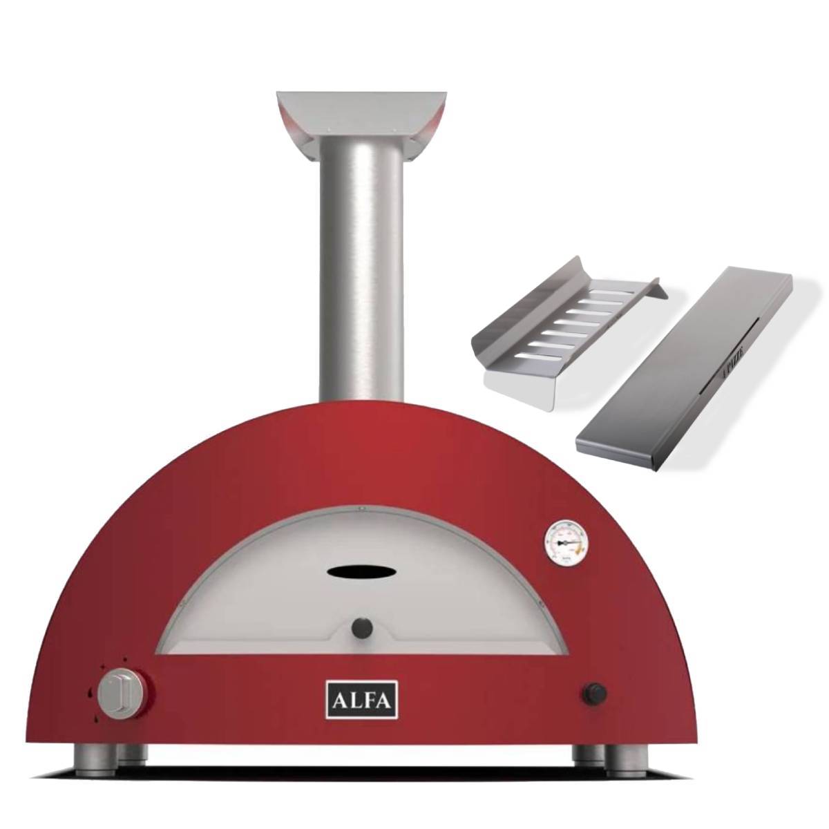 Alfa Moderno Gasofen 2 Pizze Holz Set - antik rot Alfa Moderno Gasofen 2 Pizze Holz Set - antik rot