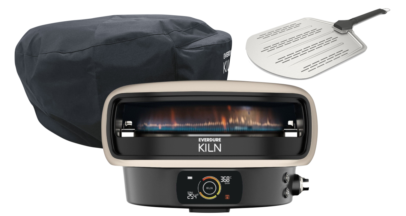 Everdure KILN DR Digitaldisplay, 2-Brenner Desert Grey inkl. Abdeckhaube und Pizzaschieber