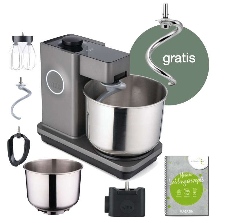 Wilfa Küchenmaschine Probaker Timer grau - Schüssel Set inkl. Adapter