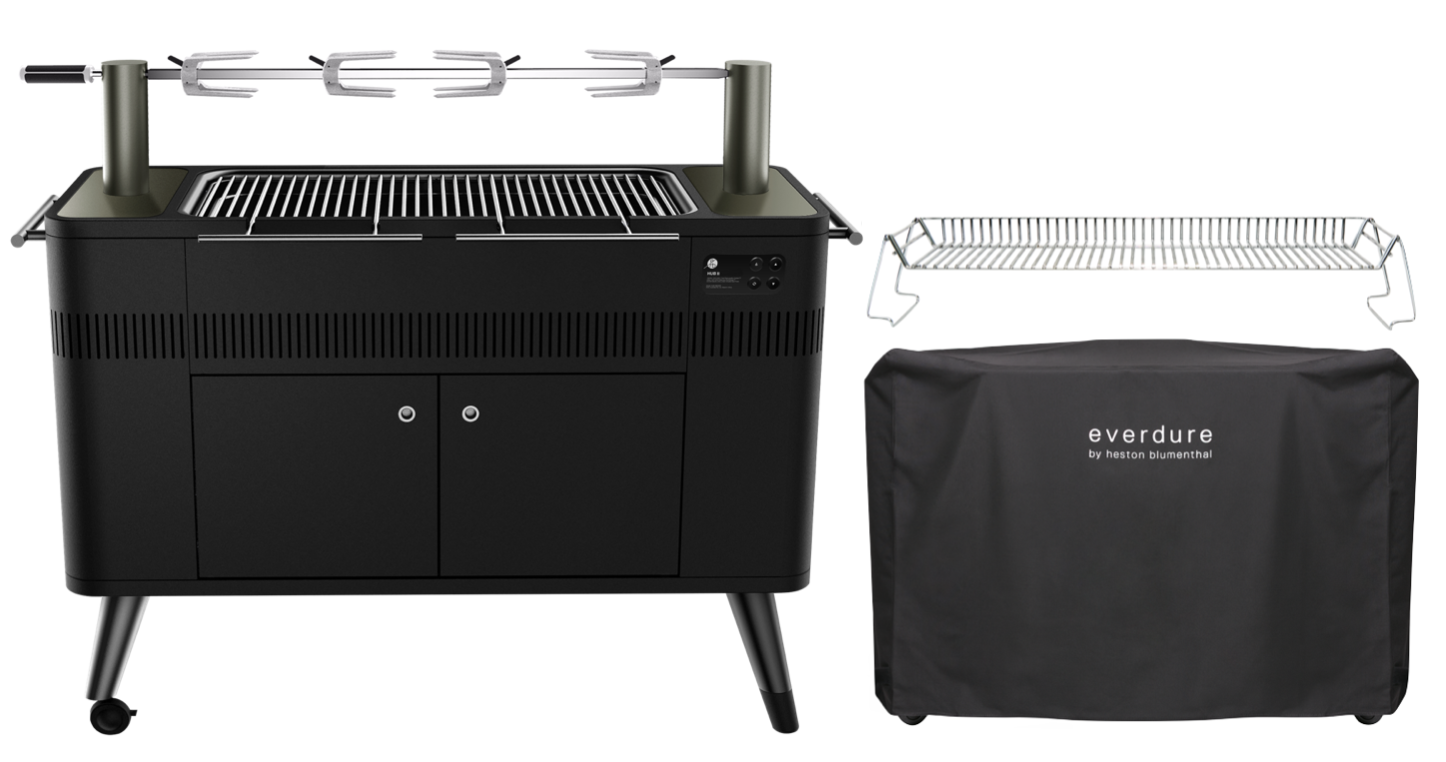 Everdure HUB II Holzkohlegrill inkl. Abdeckhaube und Warmhalterost Everdure HUB II Holzkohlegrill inkl. Abdeckhaube und Warmhalterost