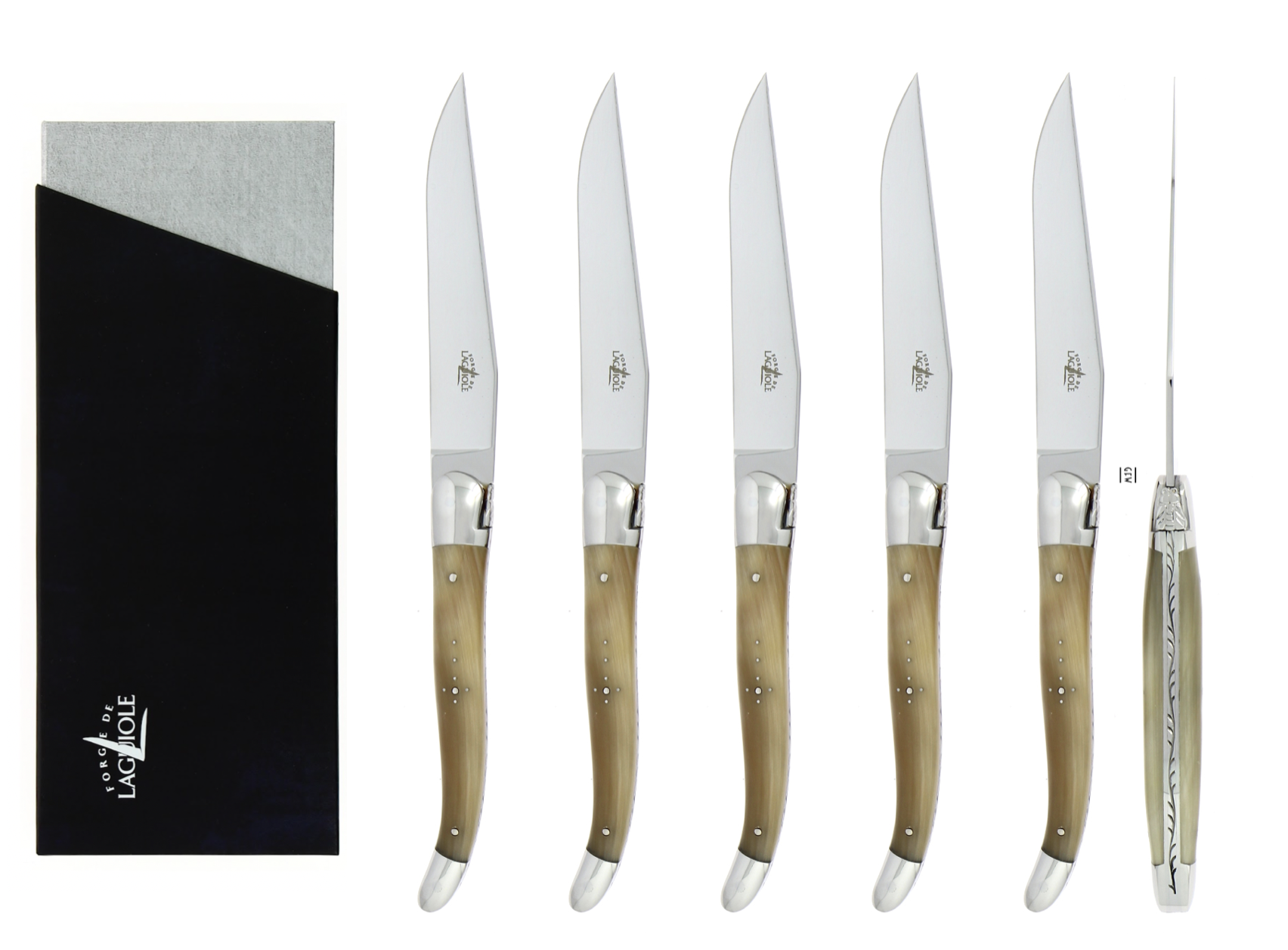 Forge de Laguiole Steakmesser Set 6er - helles Horn Forge de Laguiole Steakmesser Set 6er - helles Horn