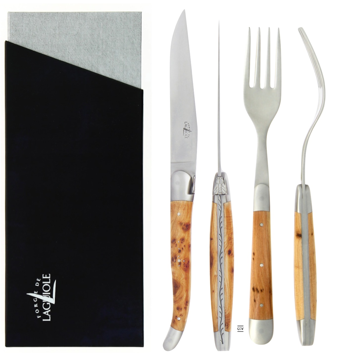 Forge de Laguiole Steakbesteck 4 teiliges Set - Wacholderholz